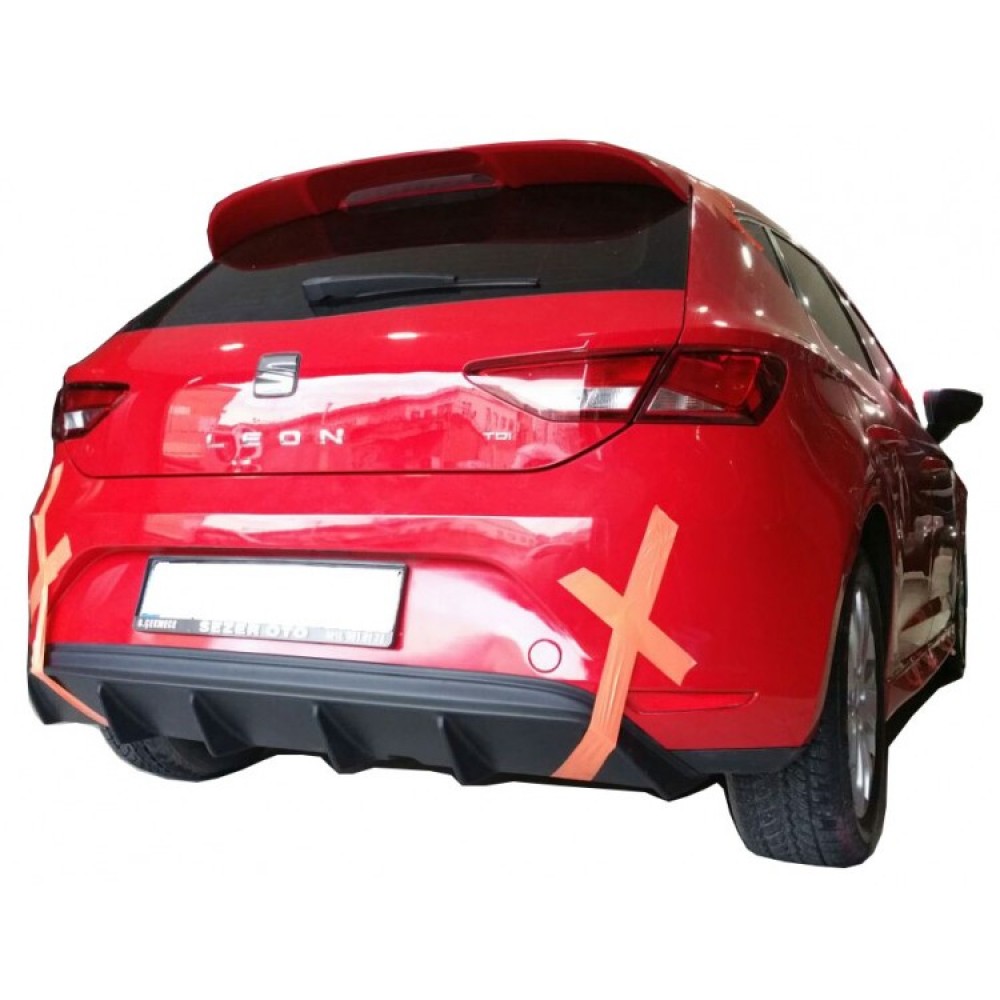 Seat Leon MK3 5F (2013-2016) Style Uyumlu Custom Arka Tampon Eki - Difüzör (Plastik)